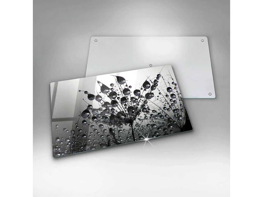 Planche de cuisine rectangulaire en verre, 52x30 cm Pissenlits et rosée