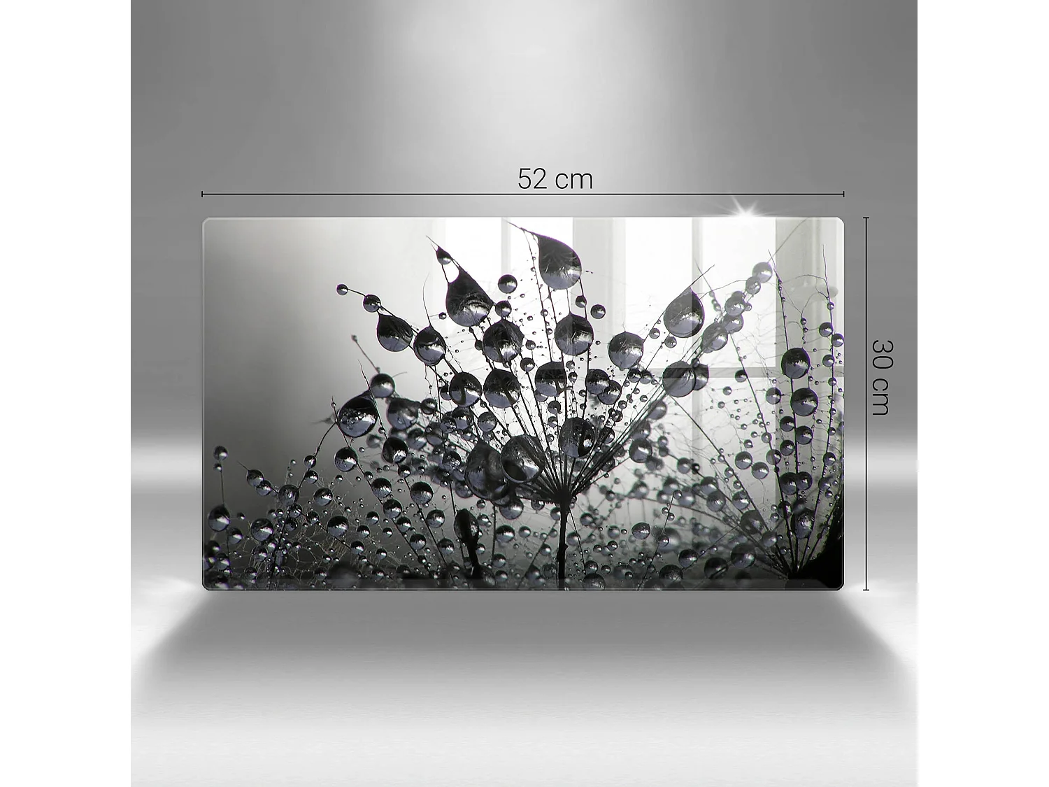 Planche de cuisine rectangulaire en verre, 52x30 cm Pissenlits et rosée