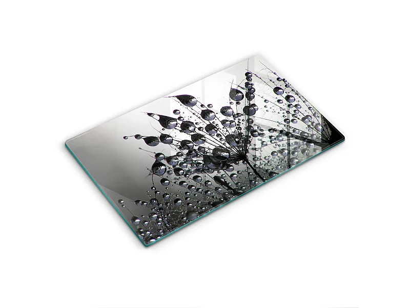 Planche de cuisine rectangulaire en verre, 52x30 cm Pissenlits et rosée