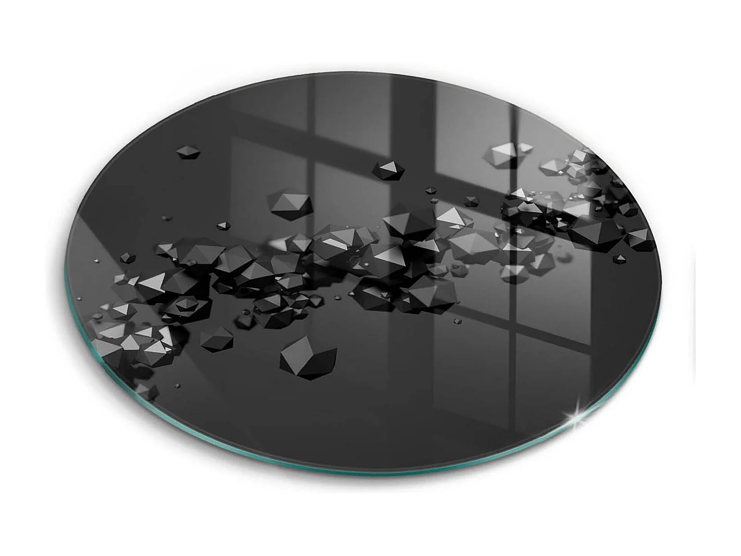 Rundes Küchenbrett aus Glas, 40 cm, 3D-Formen, Abstraktion