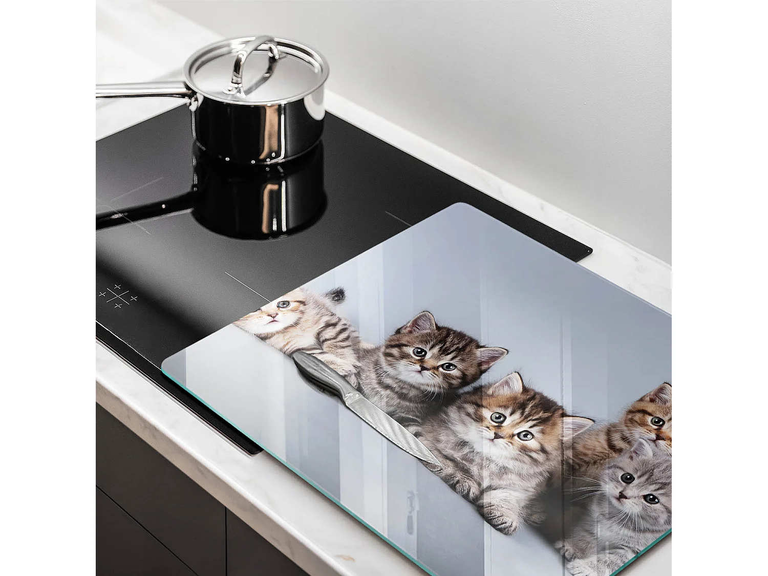 Planche de cuisine rectangulaire en verre, 60x52 cm Doux petits chatons