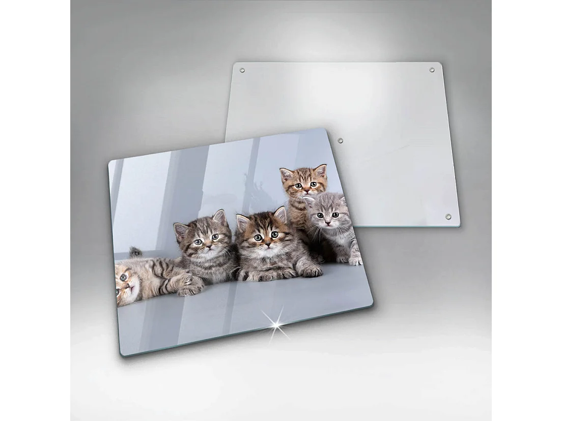 Planche de cuisine rectangulaire en verre, 60x52 cm Doux petits chatons