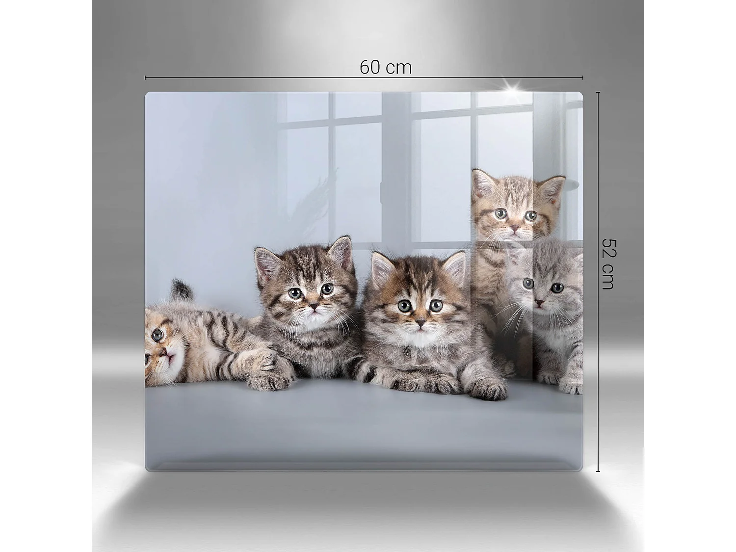 Planche de cuisine rectangulaire en verre, 60x52 cm Doux petits chatons