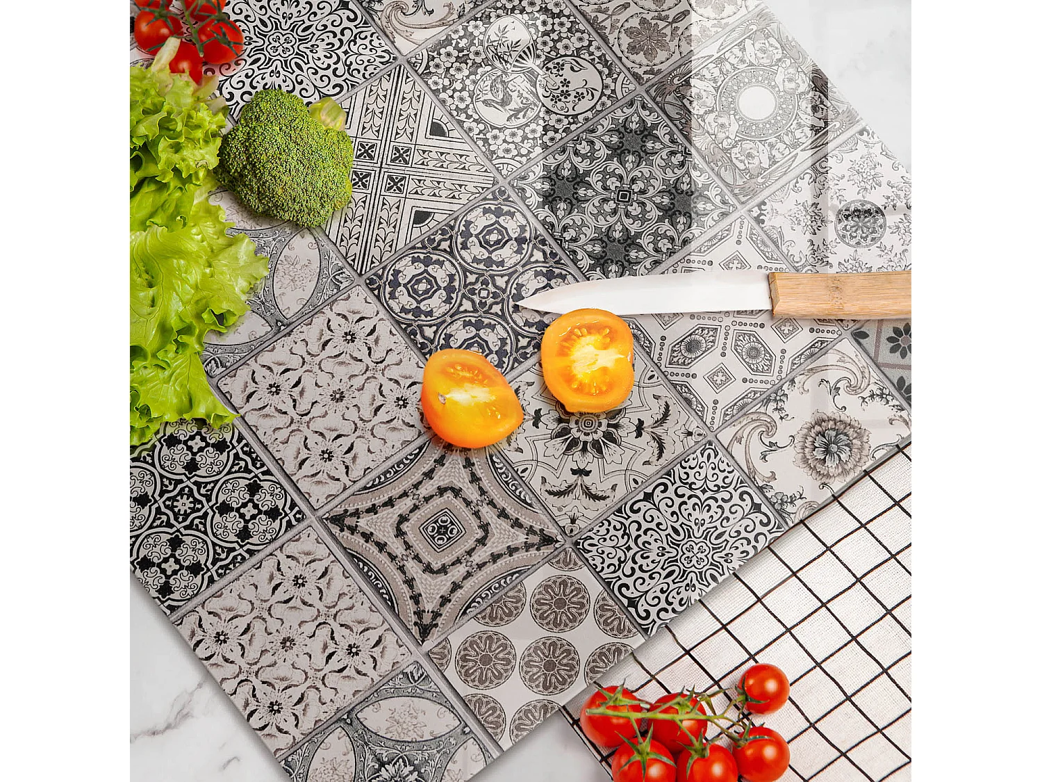 Planche de cuisine rectangulaire en verre, 80x52 cm Carrelage décoratif