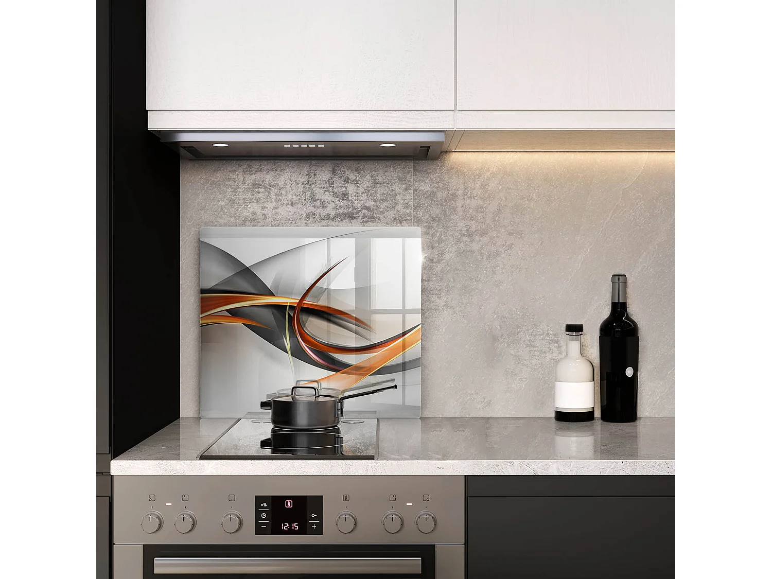 Rechteckiges Küchenbrett aus Glas, 60x52 cm. Moderne Formen