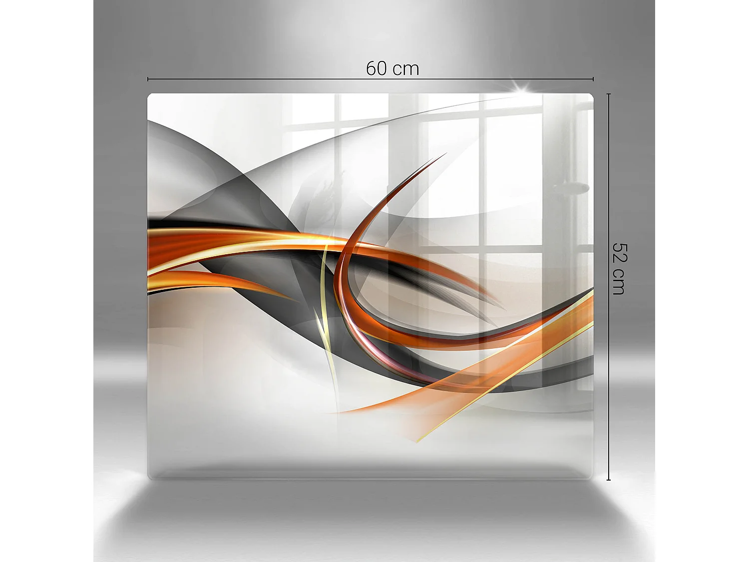 Rechteckiges Küchenbrett aus Glas, 60x52 cm. Moderne Formen