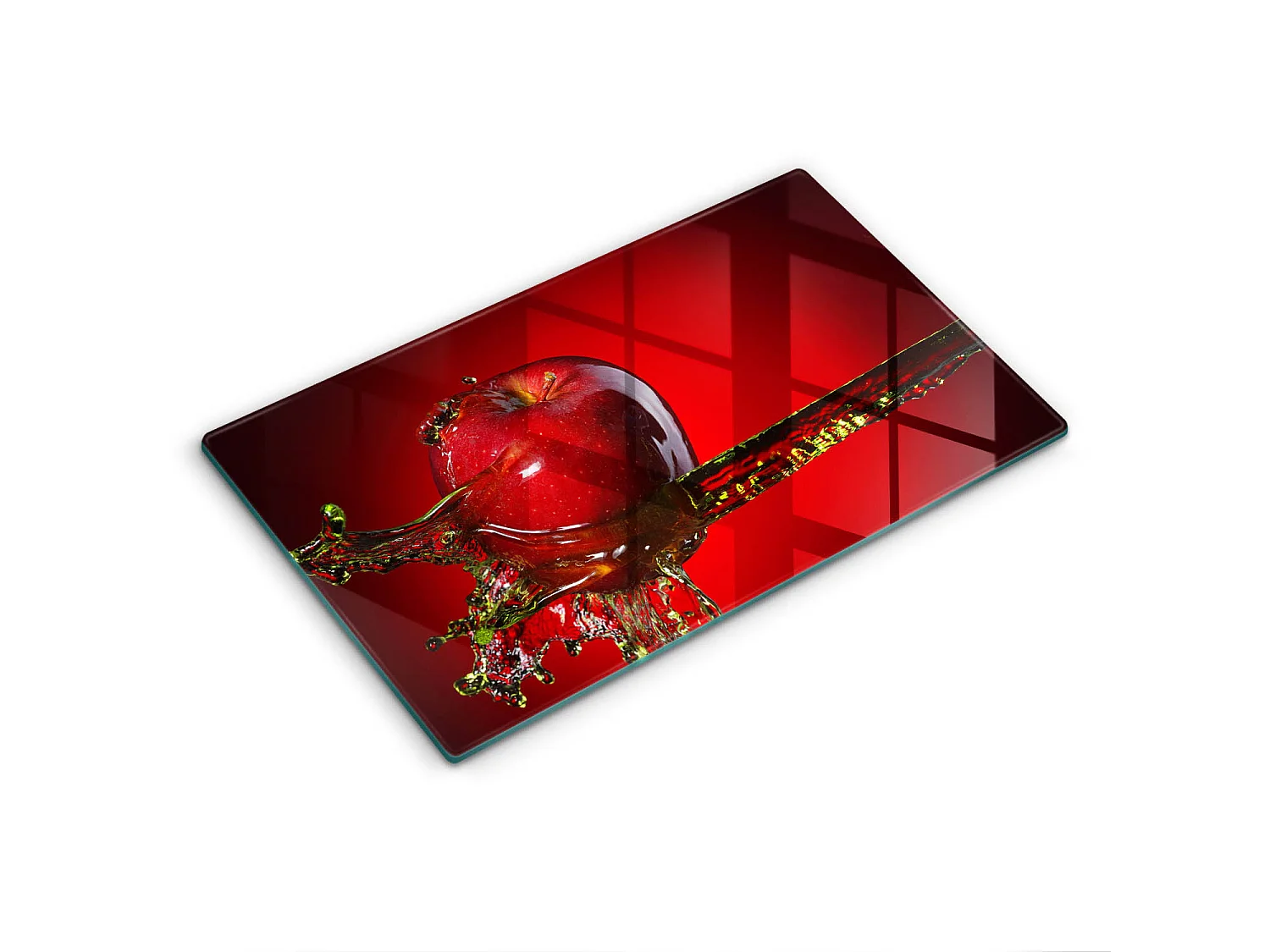 Planche de cuisine rectangulaire en verre, 52x30 cm Pomme dans l'eau