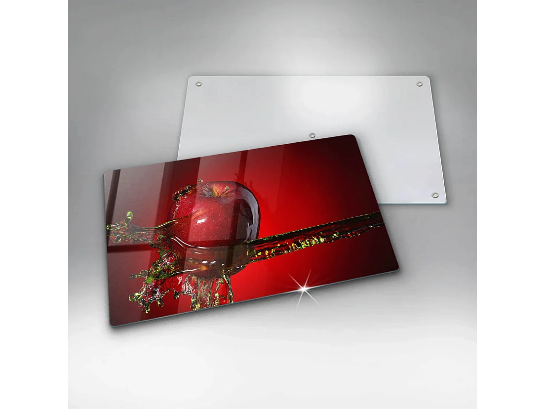 Planche de cuisine rectangulaire en verre, 52x30 cm Pomme dans l'eau