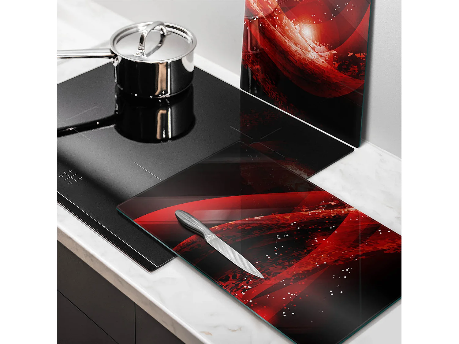 Tagliere da cucina rettangolare in vetro, 2 pezzi 30x52 cm Astratto moderno