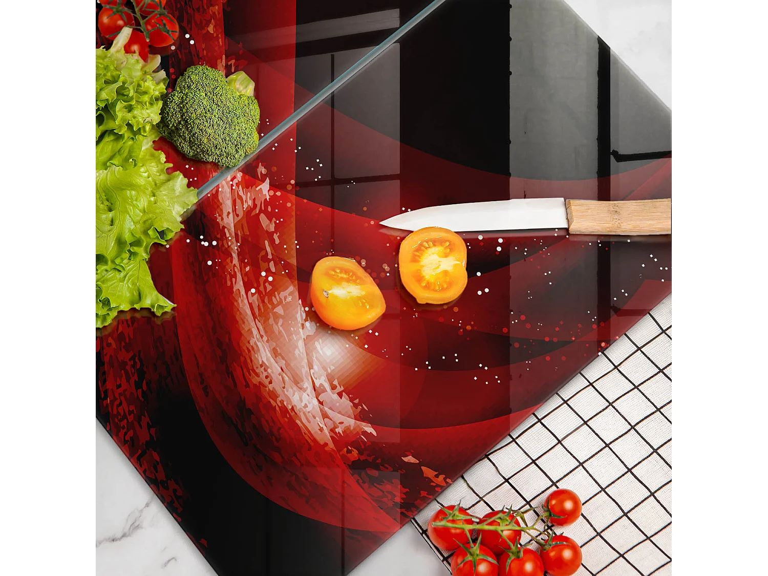 Tagliere da cucina rettangolare in vetro, 2 pezzi 30x52 cm Astratto moderno