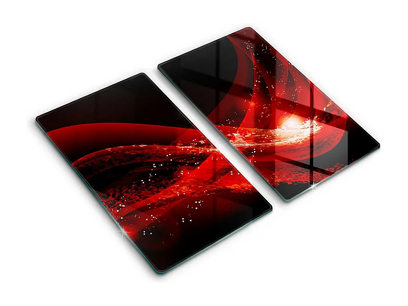 Rechteckiges Küchenbrett aus Glas, 2 Stück 30x52 cm Modern abstrakt