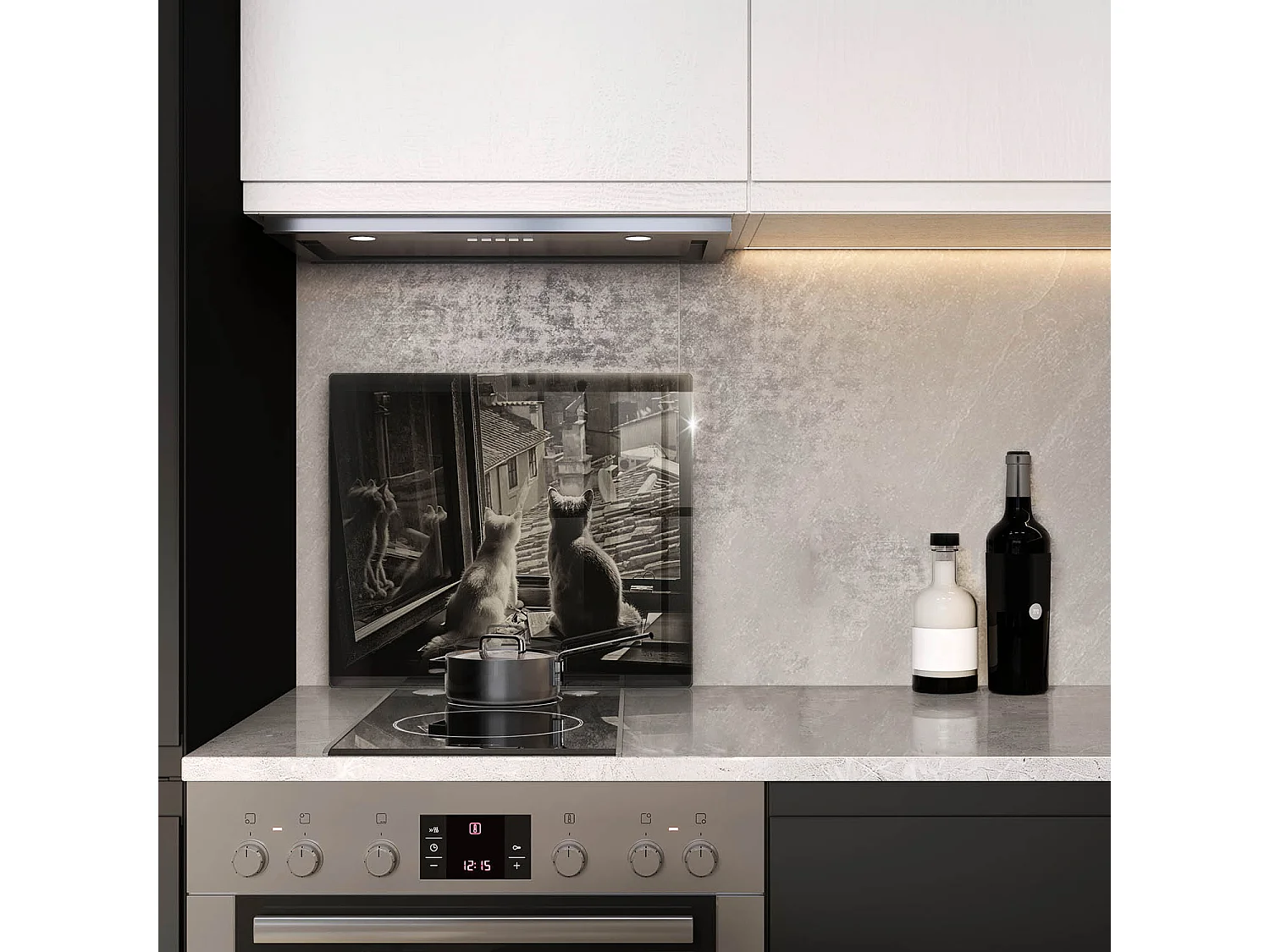 Planche de cuisine rectangulaire en verre, 60x52 cm Chats ville et fenêtre