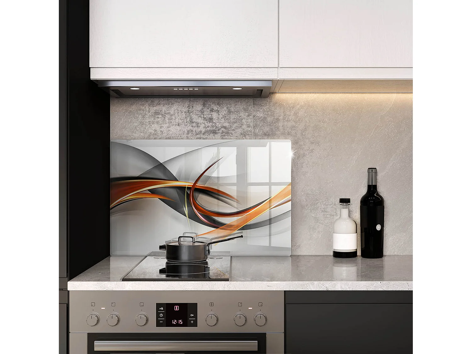 Rechteckiges Küchenbrett aus Glas, 80x52 cm. Moderne Formen