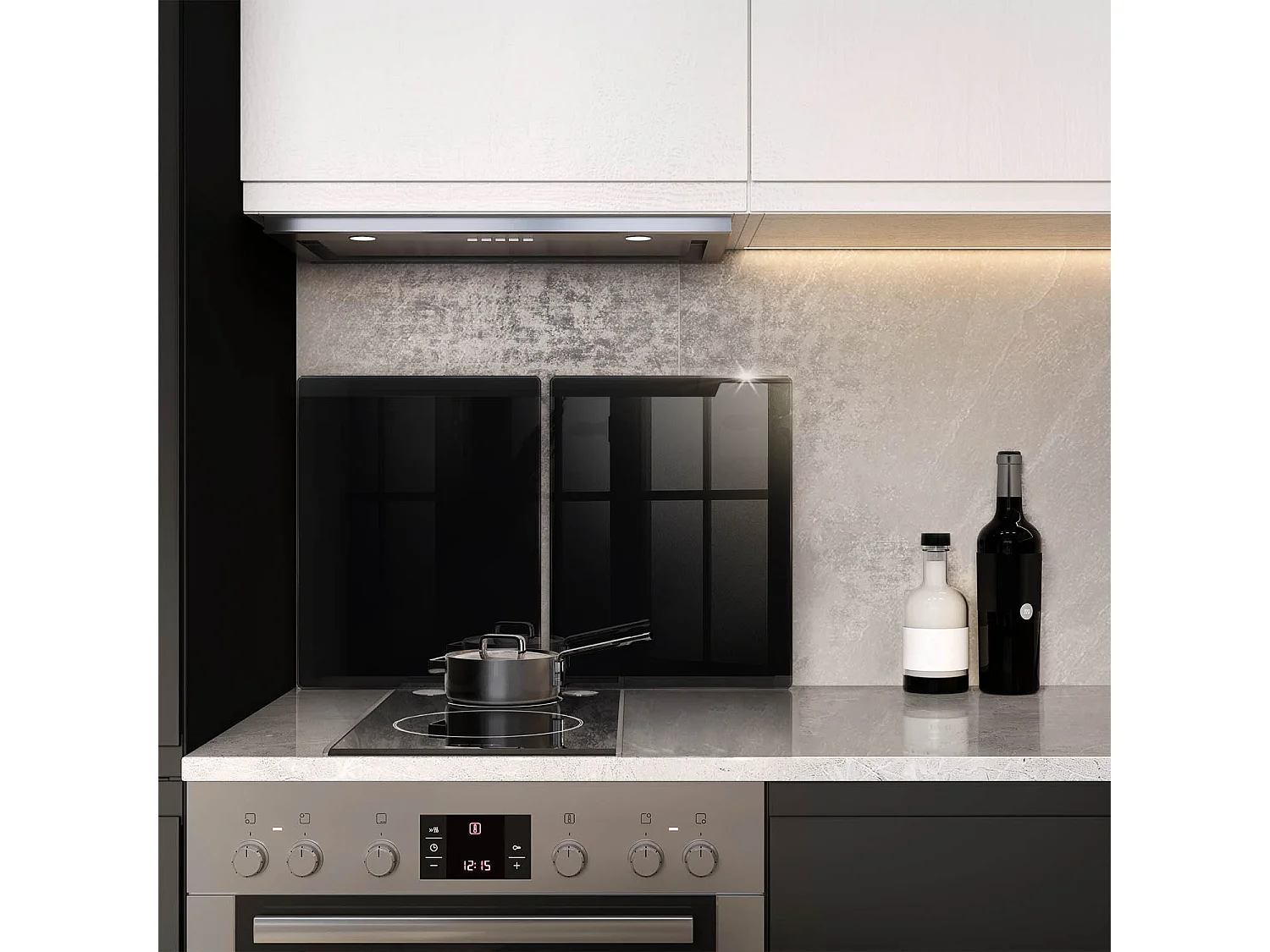 Rechteckiges Küchenbrett aus Glas, 2 Stück, 40x52 cm, schwarz