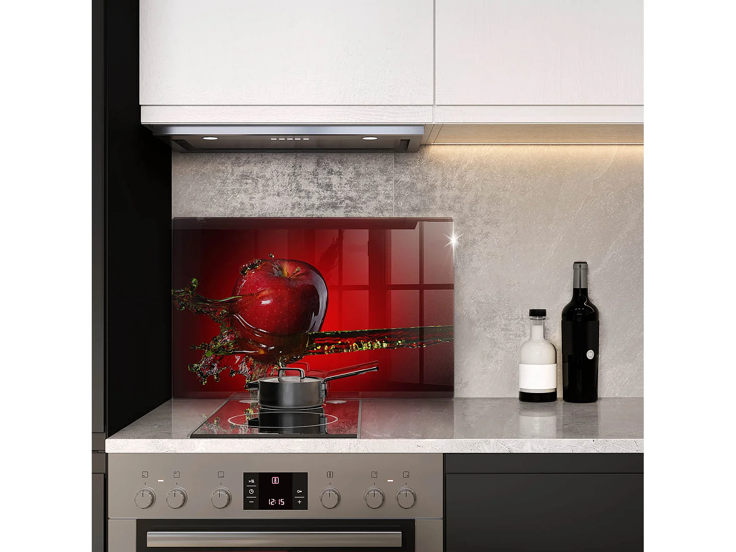 Planche de cuisine rectangulaire en verre, 80x52 cm Pomme dans l'eau