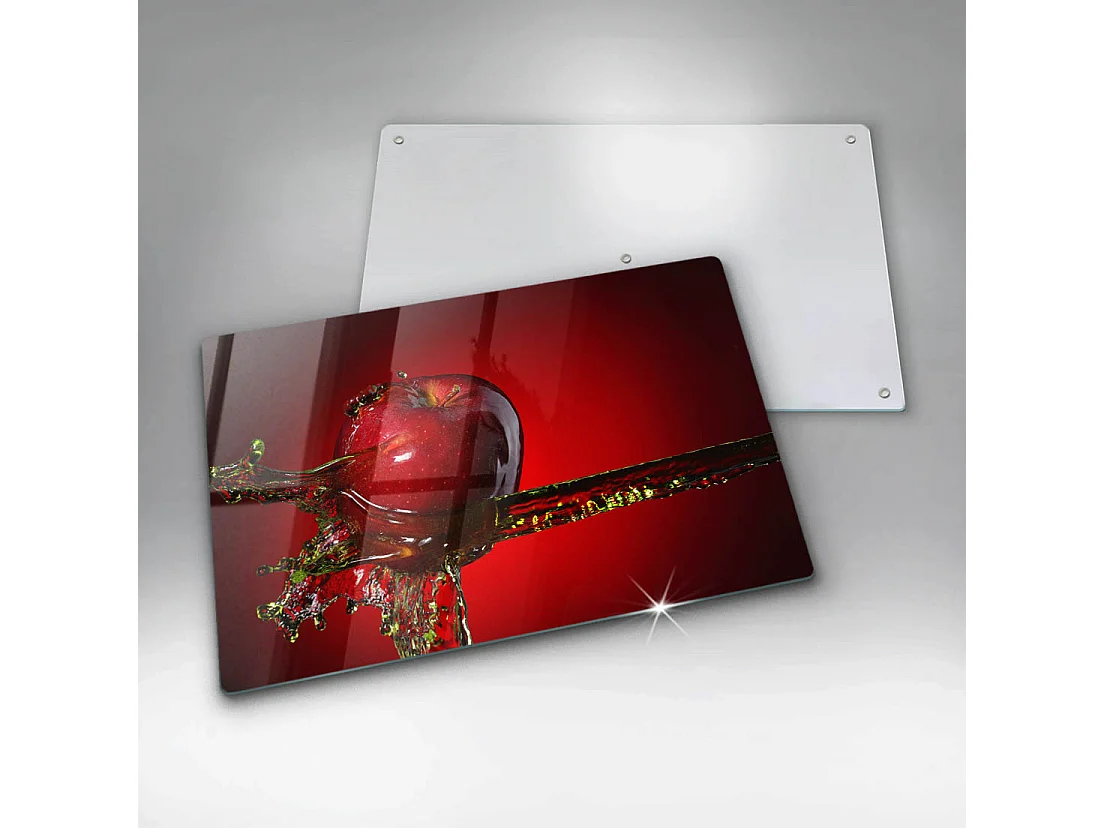 Planche de cuisine rectangulaire en verre, 80x52 cm Pomme dans l'eau