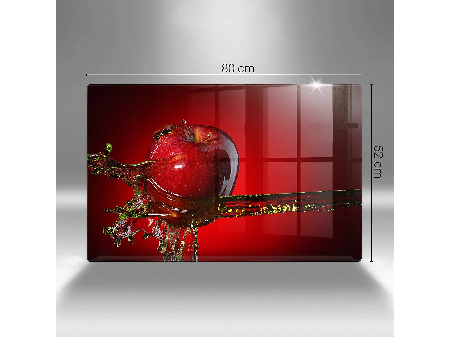Planche de cuisine rectangulaire en verre, 80x52 cm Pomme dans l'eau