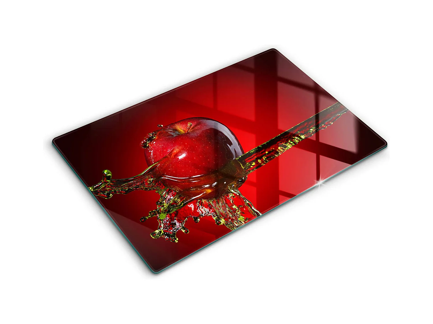 Planche de cuisine rectangulaire en verre, 80x52 cm Pomme dans l'eau