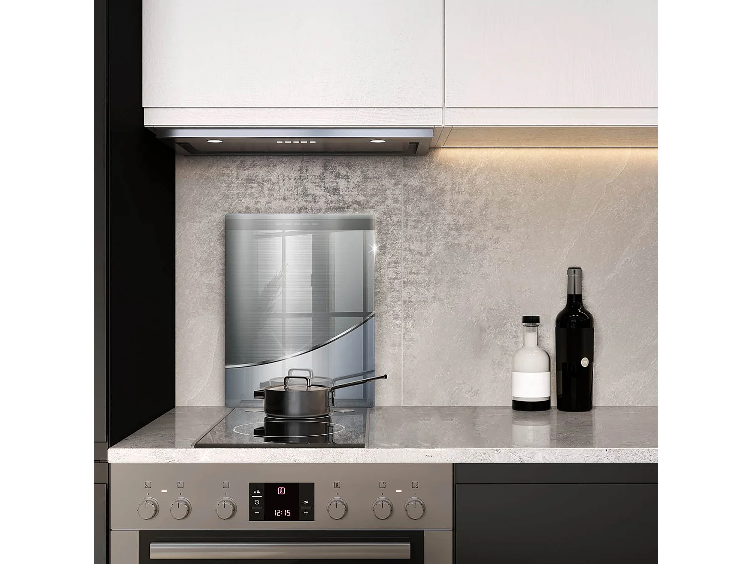 Planche de cuisine rectangulaire en verre, 40x52 cm Motif abstraction en métal