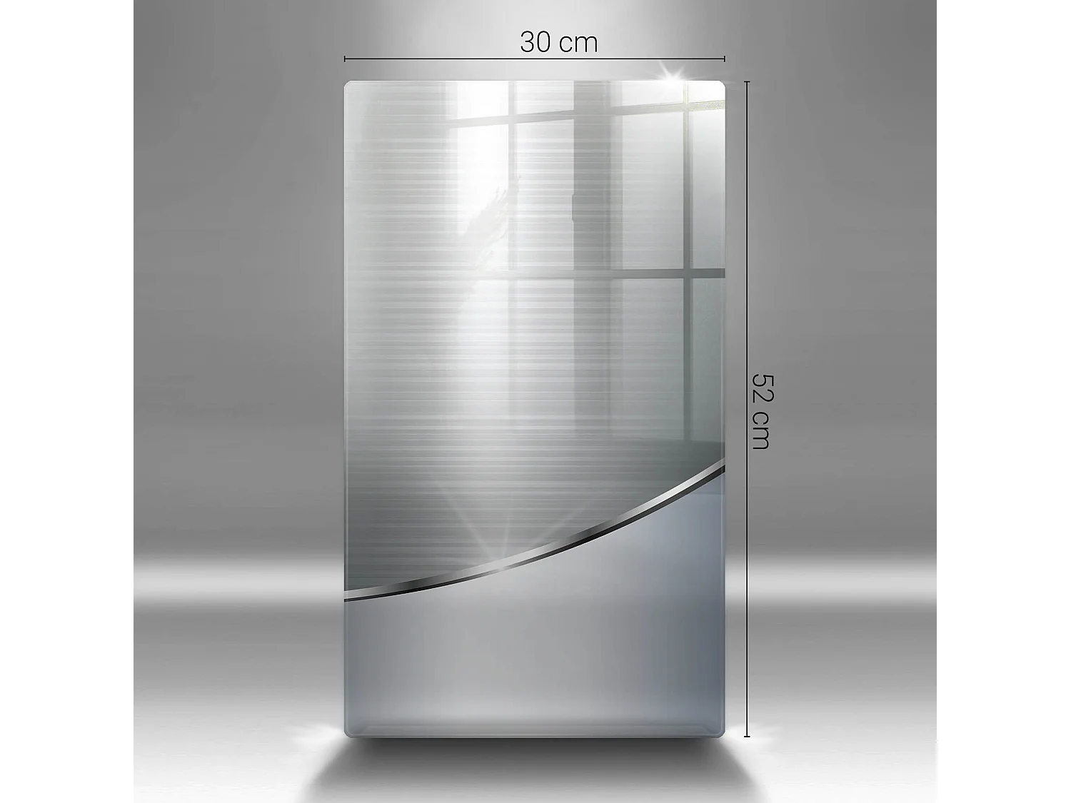 Planche de cuisine rectangulaire en verre, 40x52 cm Motif abstraction en métal