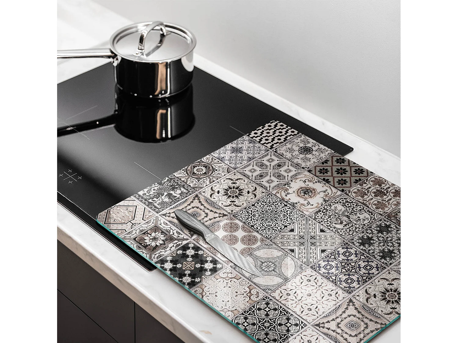 Rechthoekig glazen keukenbord, 60x52 cm Decoratieve tegels