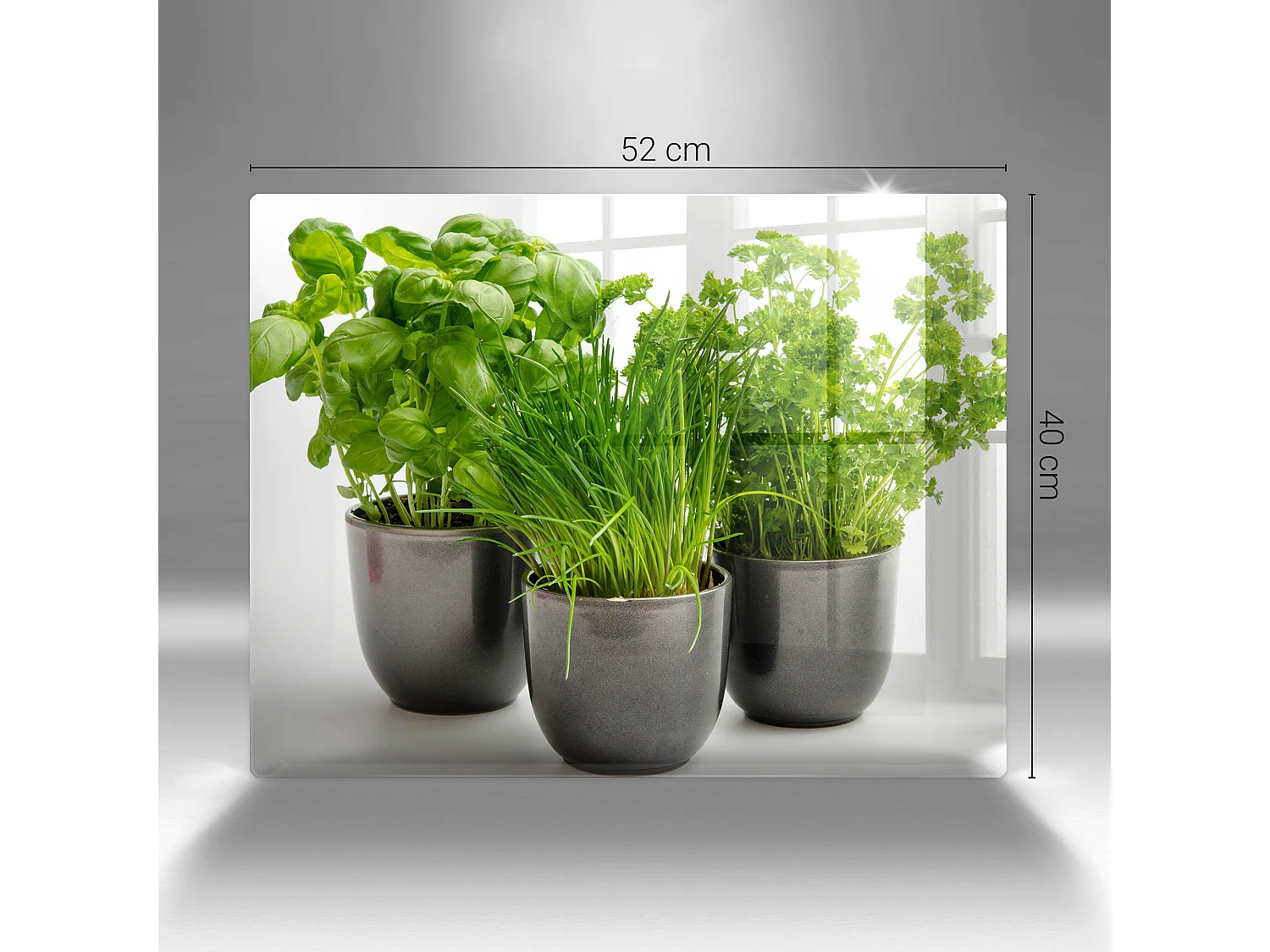 Planche de cuisine rectangulaire en verre, 52x40 cm Pots aux herbes