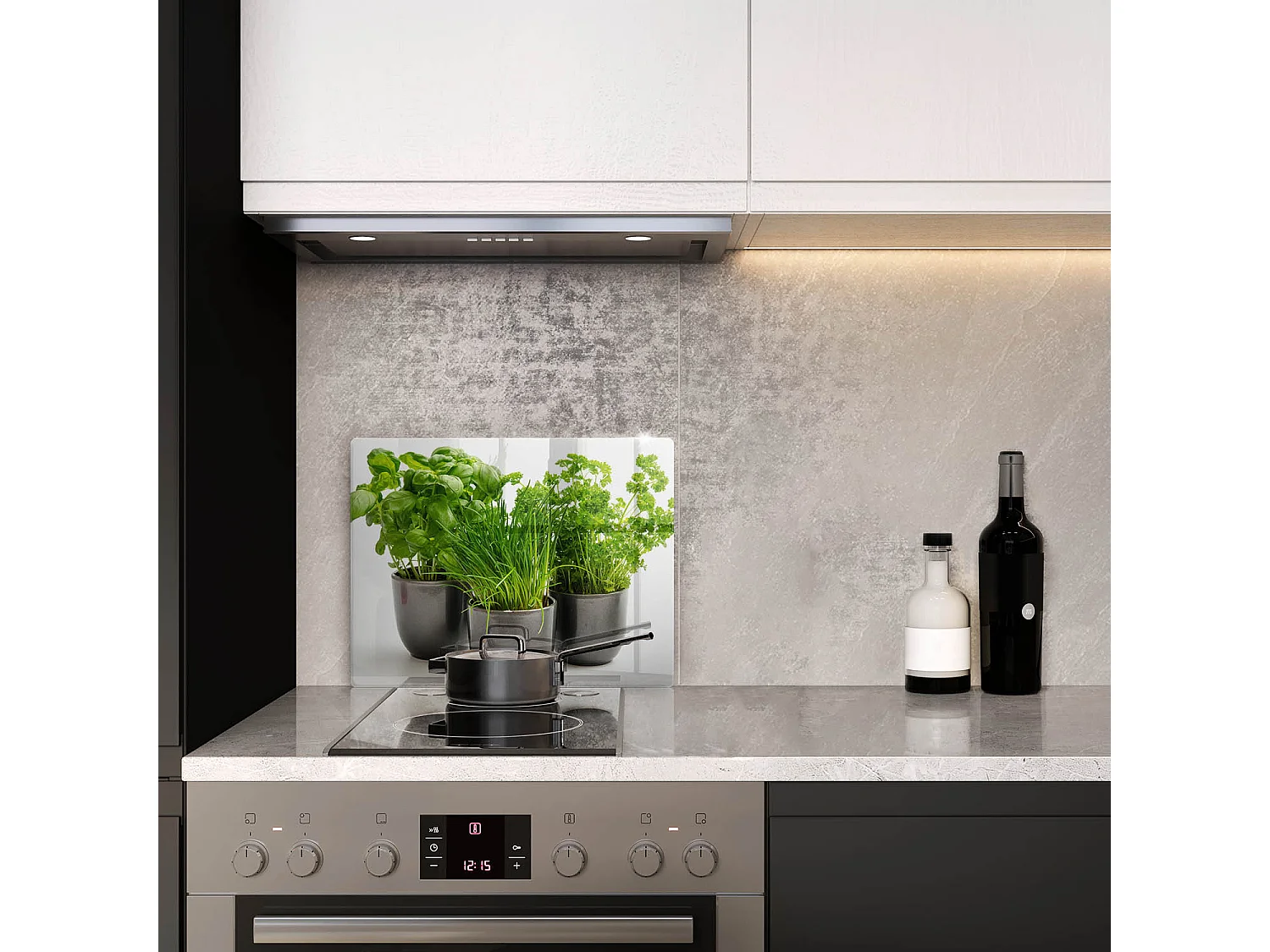 Rechthoekig glazen keukenbord, 52x40 cm Kruidenpotten