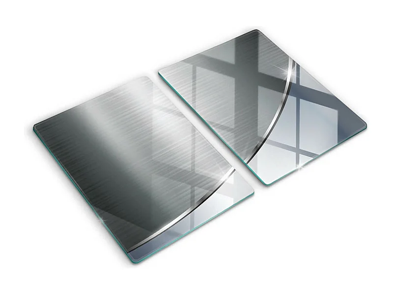 Planche de cuisine rectangulaire en verre, 2 pièces 40x52 cm Motif abstrait en métal