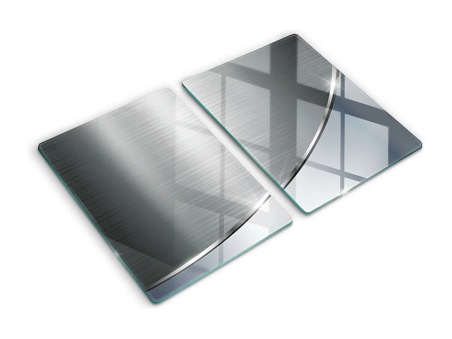 Planche de cuisine rectangulaire en verre, 2 pièces 40x52 cm Motif abstrait en métal