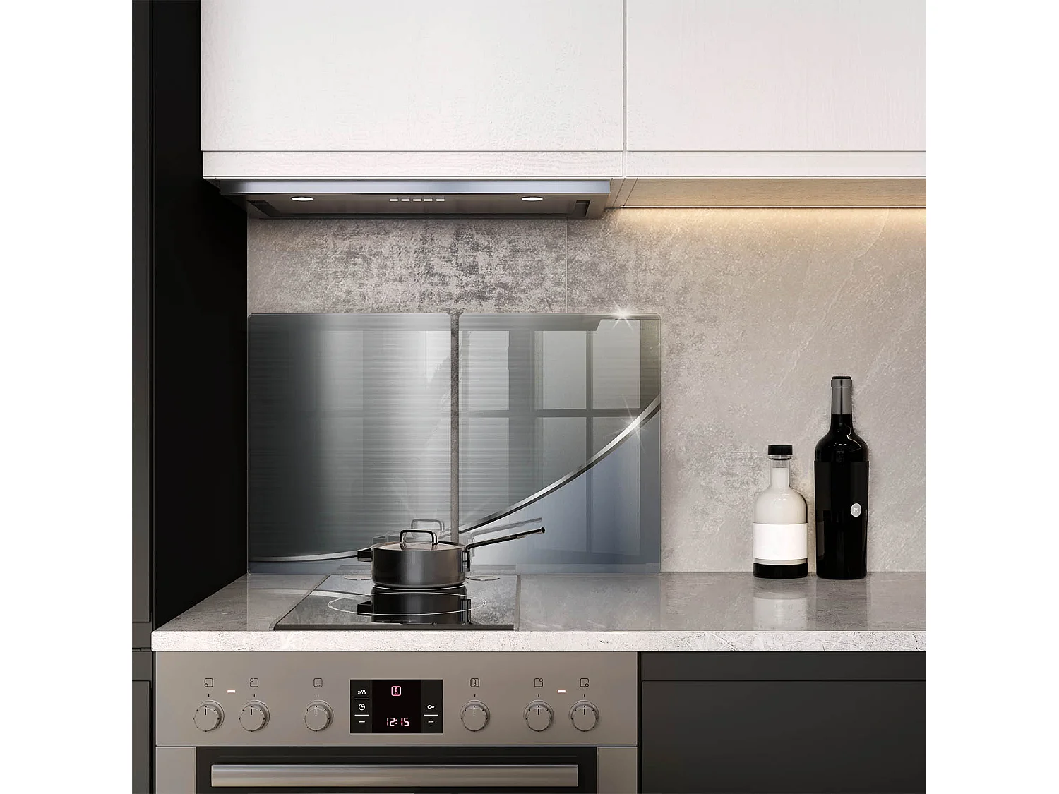 Rechteckiges Küchenbrett aus Glas, 2 Stück 40x52 cm Abstraktes Metallmuster