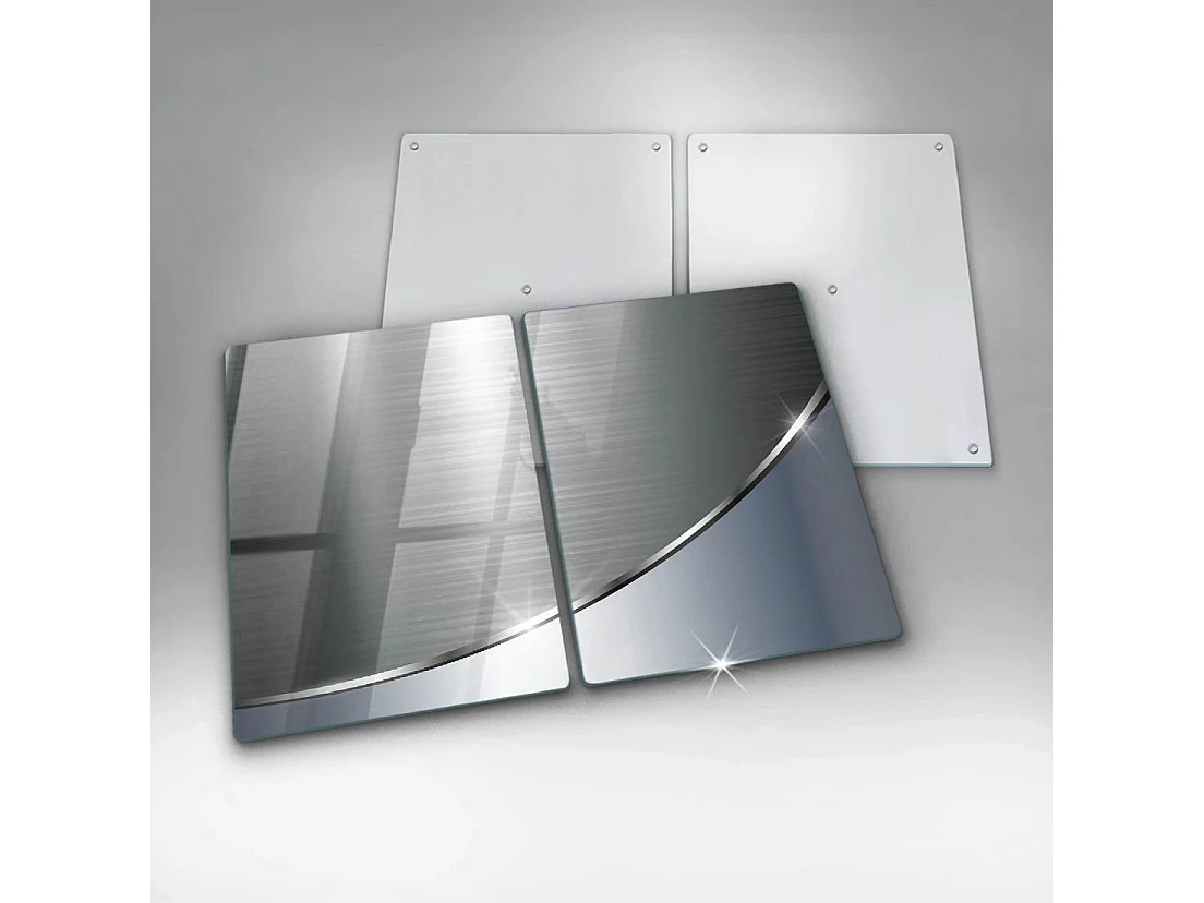 Rechteckiges Küchenbrett aus Glas, 2 Stück 40x52 cm Abstraktes Metallmuster