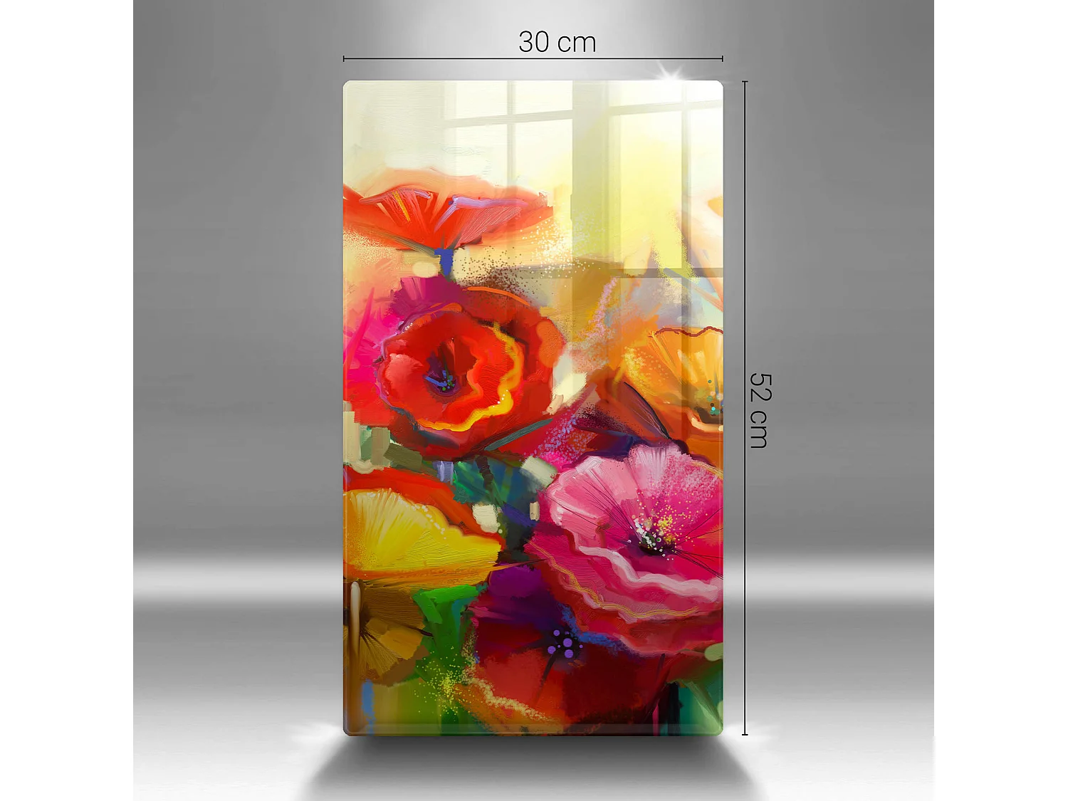 Planche de cuisine rectangulaire en verre, 30x52 cm Fleurs colorées peintes