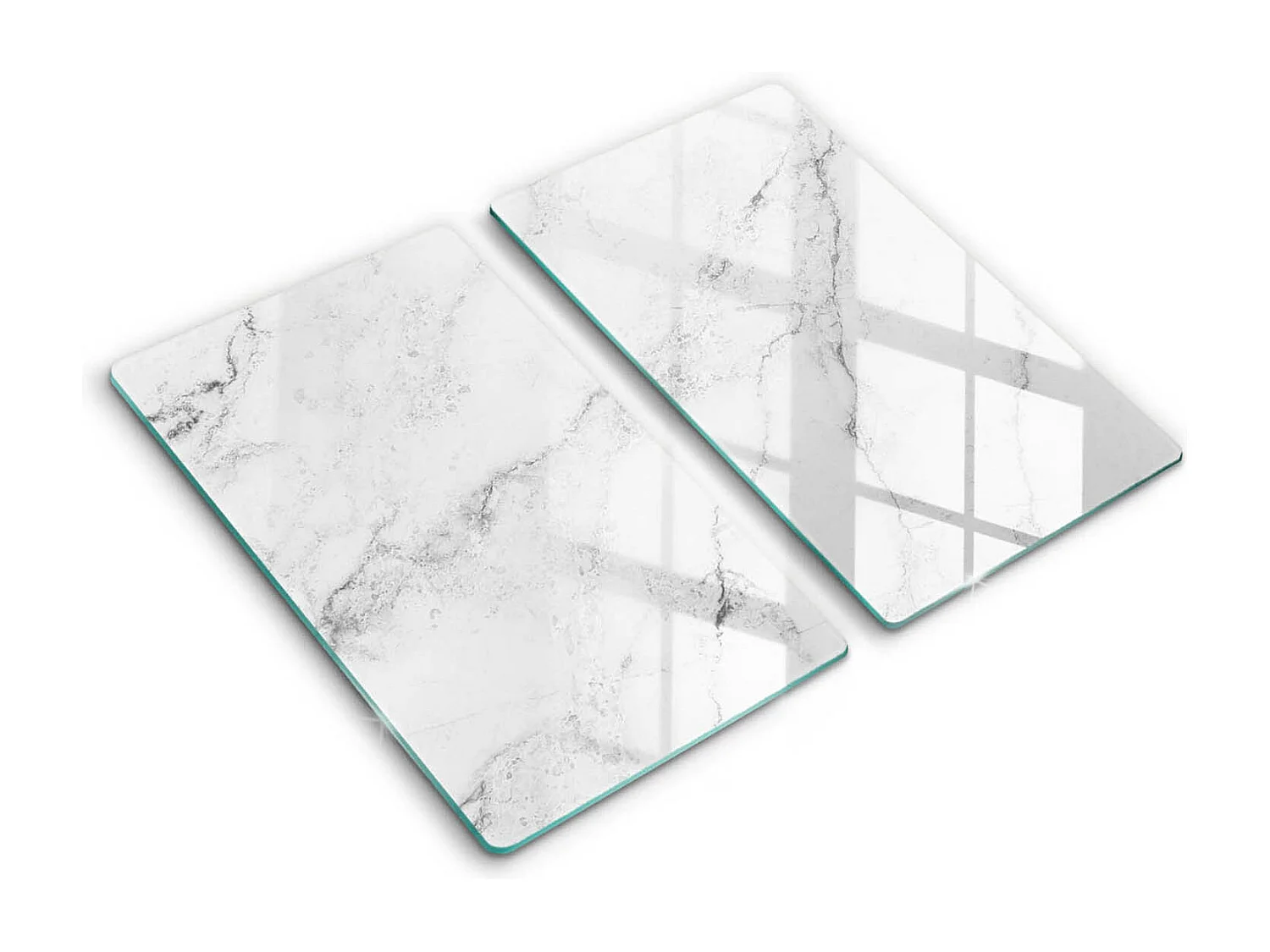 Planche de cuisine rectangulaire en verre, 2 pièces 30x52 cm Texture marbre élégante