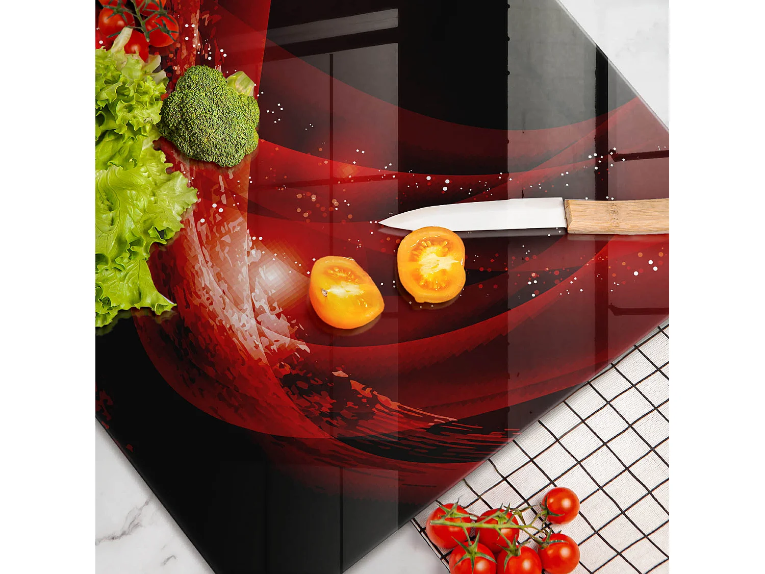 Planche de cuisine rectangulaire en verre, 80x52 cm Abstraction moderne