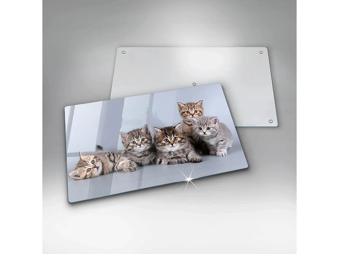 Planche de cuisine rectangulaire en verre, 52x30 cm Doux petits chatons