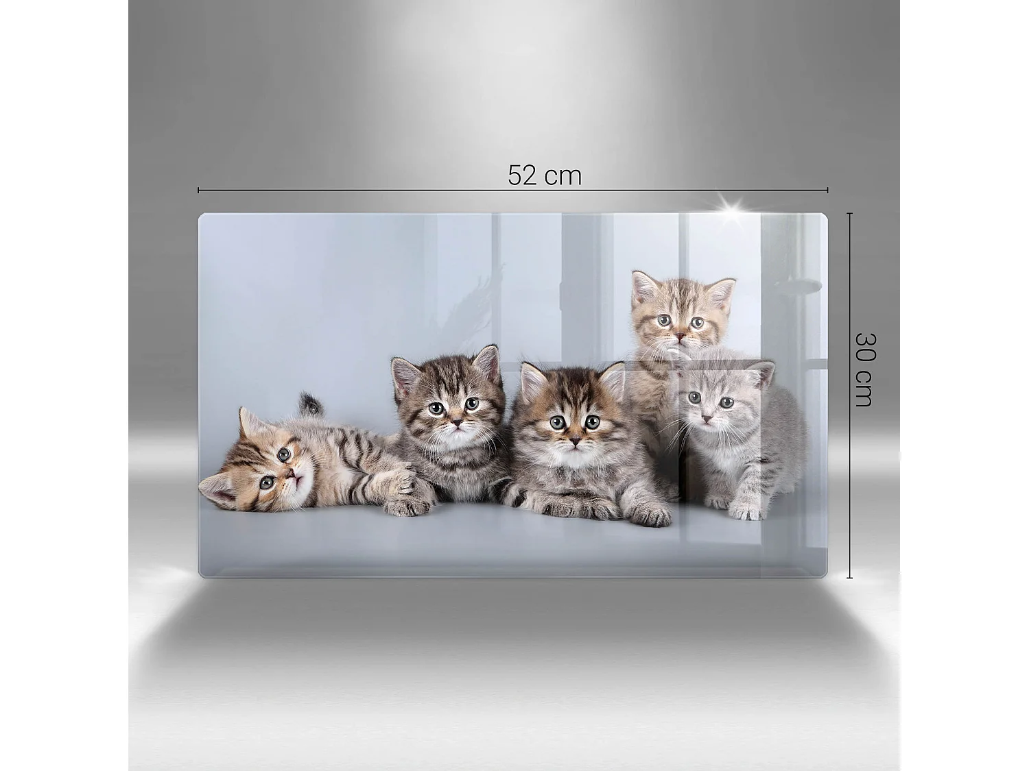 Planche de cuisine rectangulaire en verre, 52x30 cm Doux petits chatons