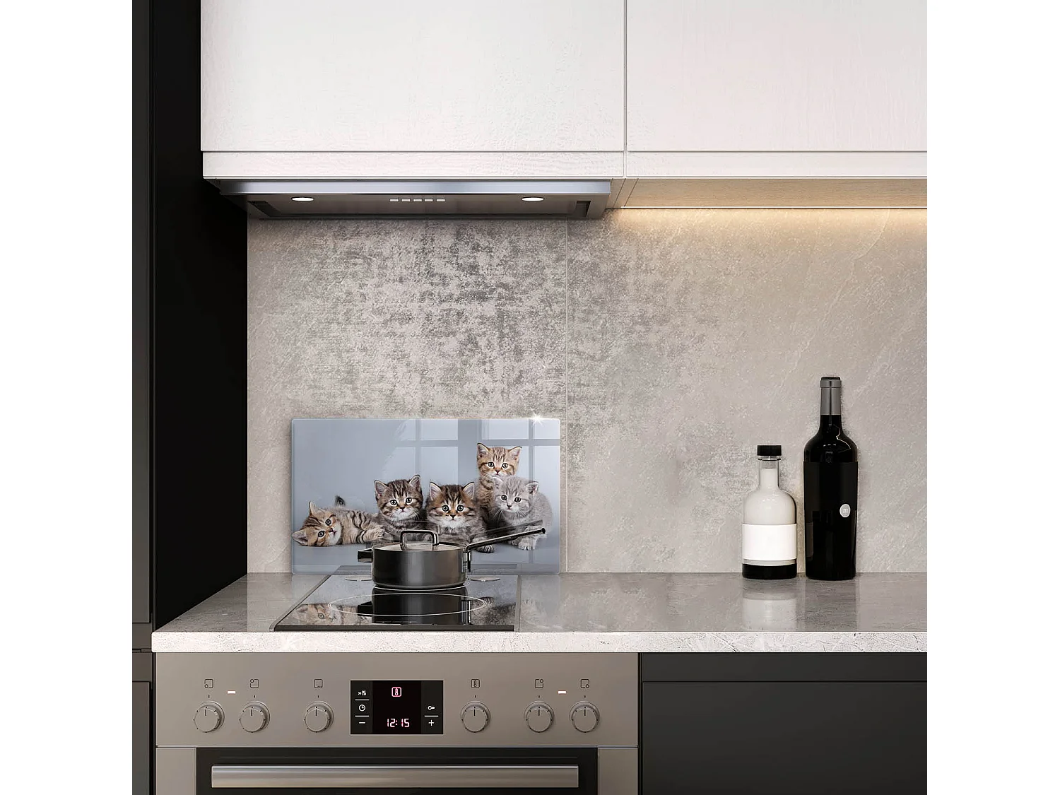 Rechteckiges Küchenbrett aus Glas, 52x30 cm Süße kleine Kätzchen