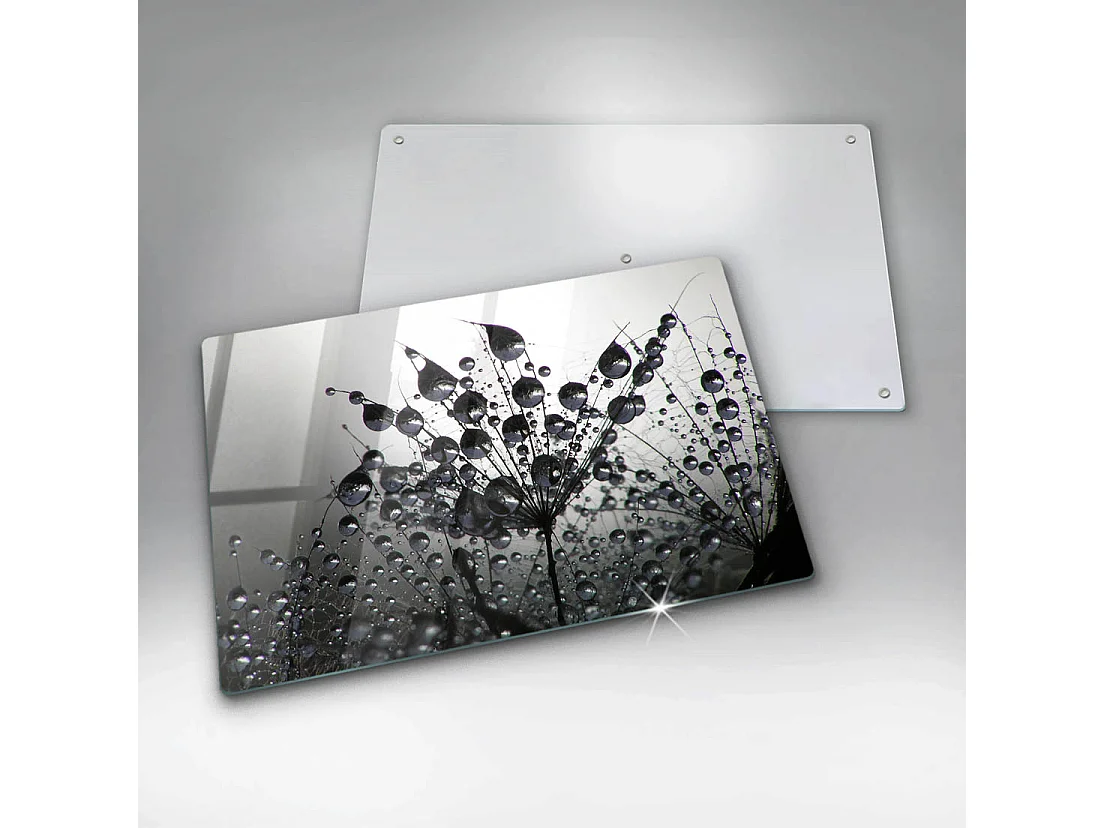 Planche de cuisine rectangulaire en verre, 80x52 cm Pissenlits et rosée