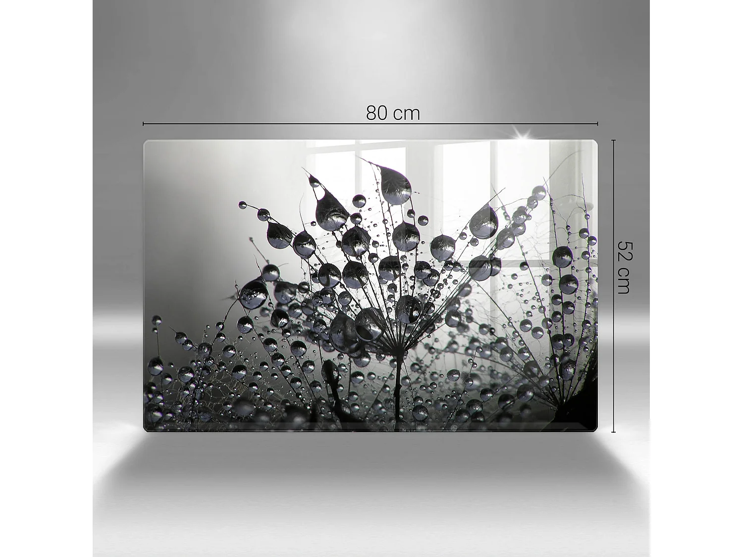 Planche de cuisine rectangulaire en verre, 80x52 cm Pissenlits et rosée