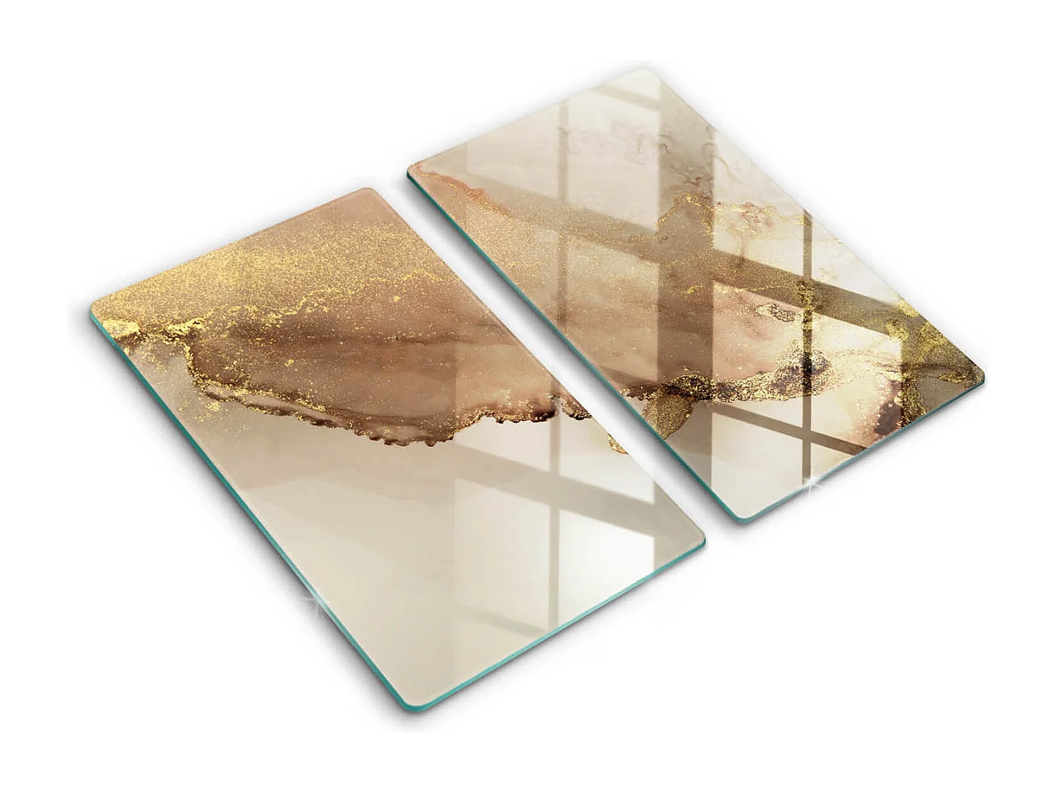 Tabla de cocina rectangular de vidrio, 2 piezas, 30x52 cm Oro abstracto