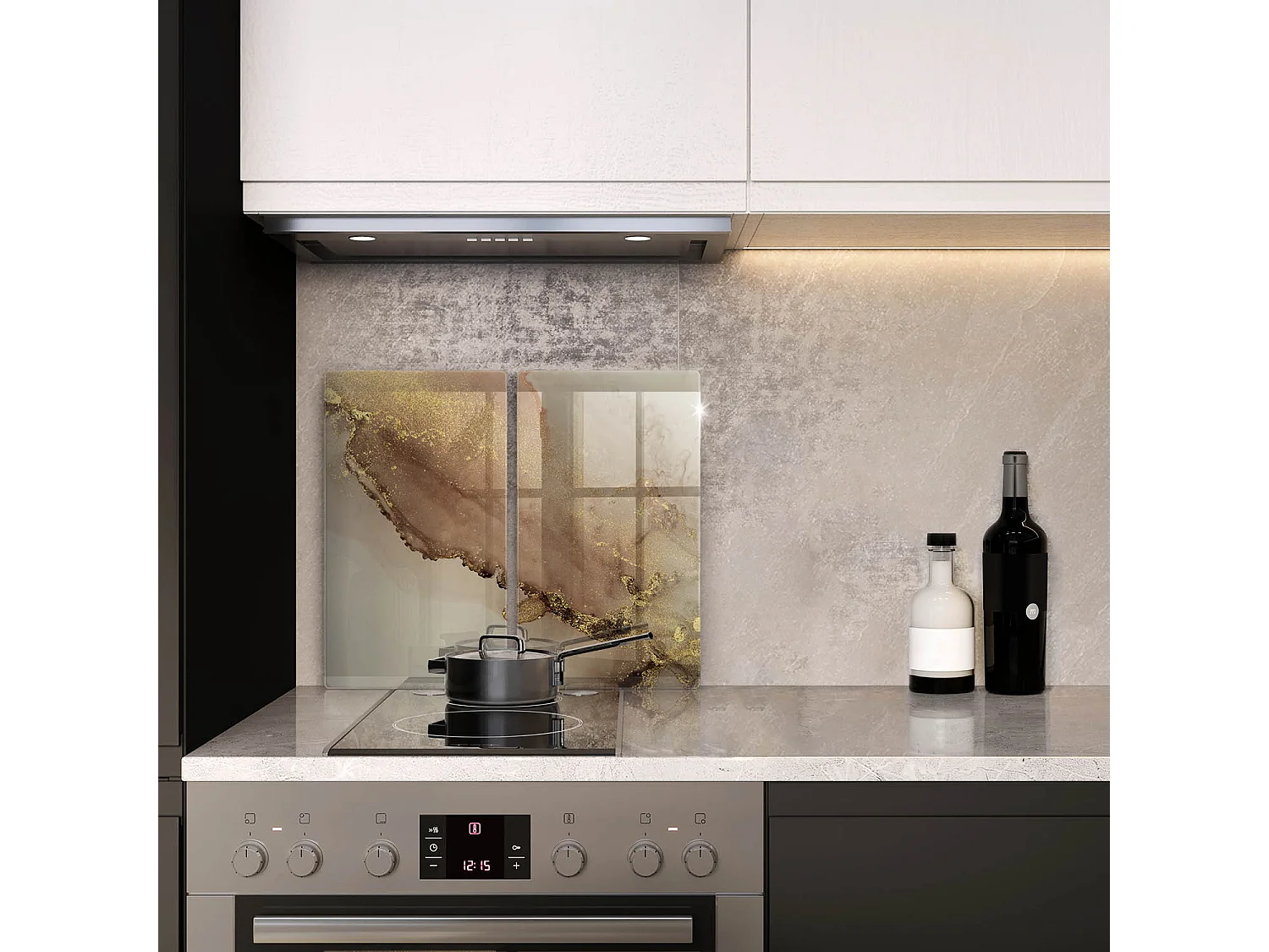 Tabla de cocina rectangular de vidrio, 2 piezas, 30x52 cm Oro abstracto