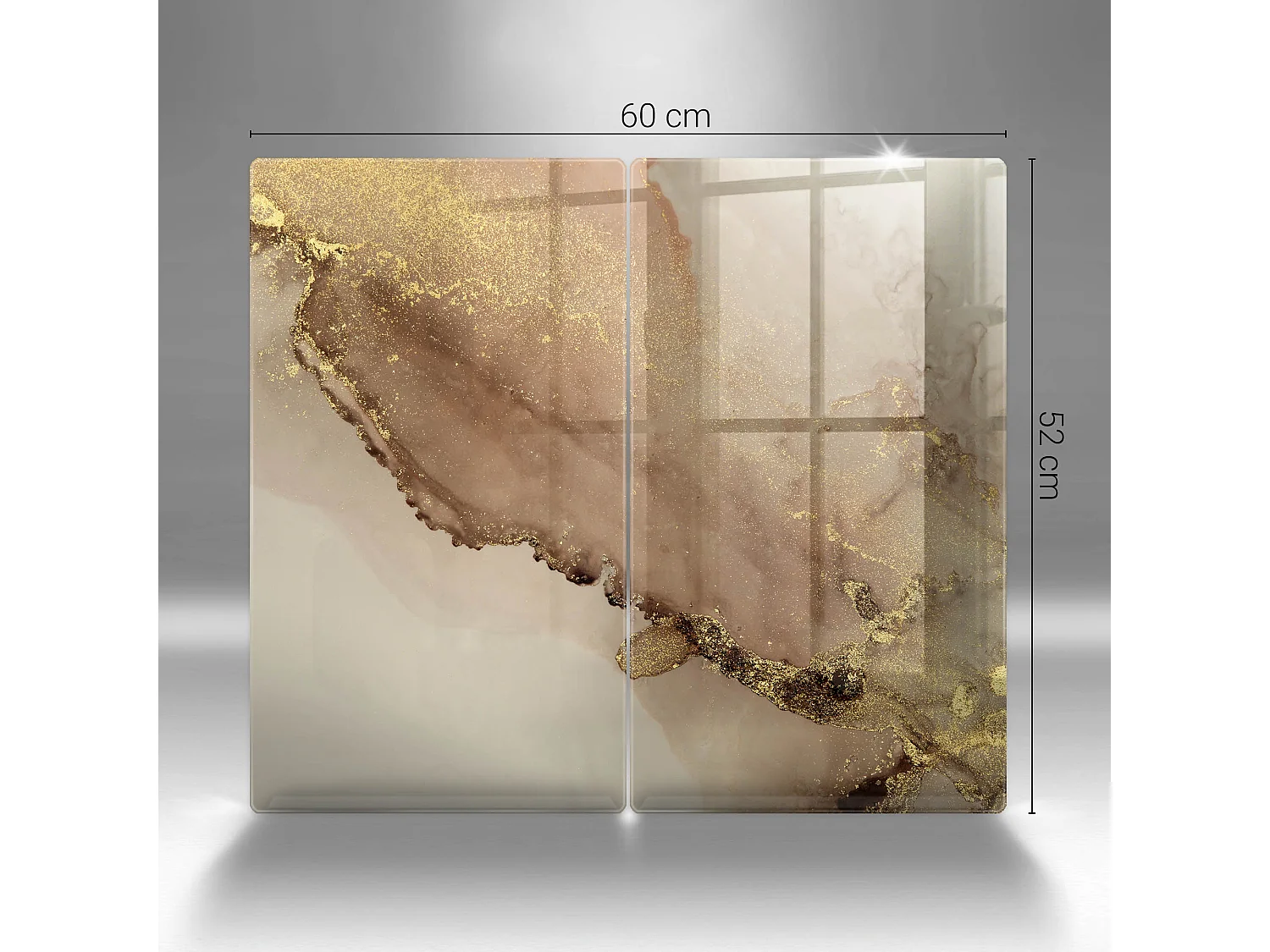 Tabla de cocina rectangular de vidrio, 2 piezas, 30x52 cm Oro abstracto