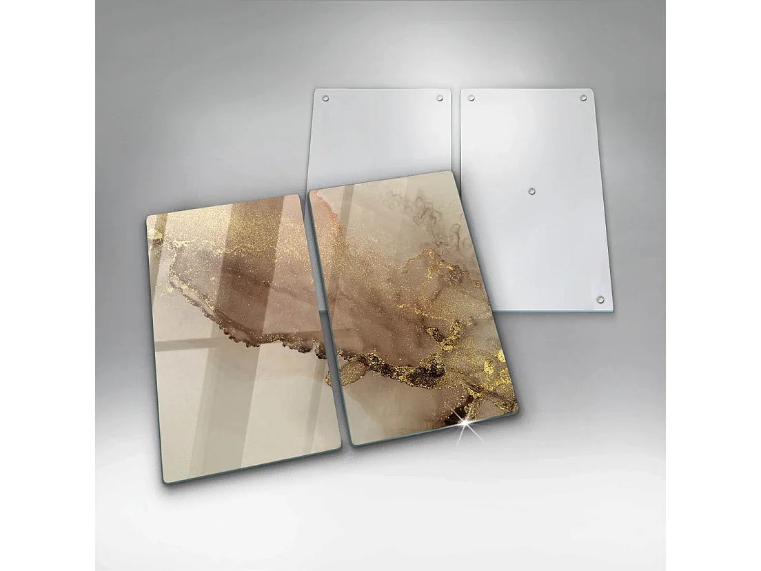 Tabla de cocina rectangular de vidrio, 2 piezas, 30x52 cm Oro abstracto