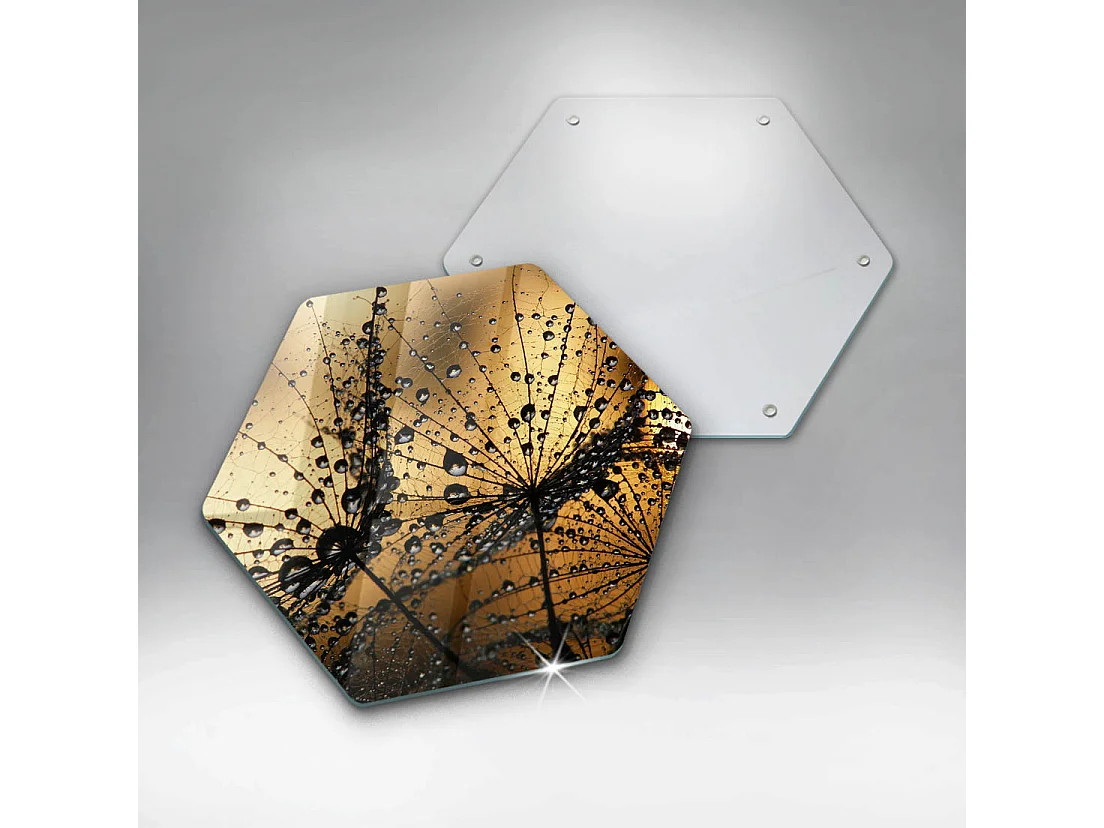 Planche de cuisine hexagonale en verre, 40 cm Rosa et pissenlits