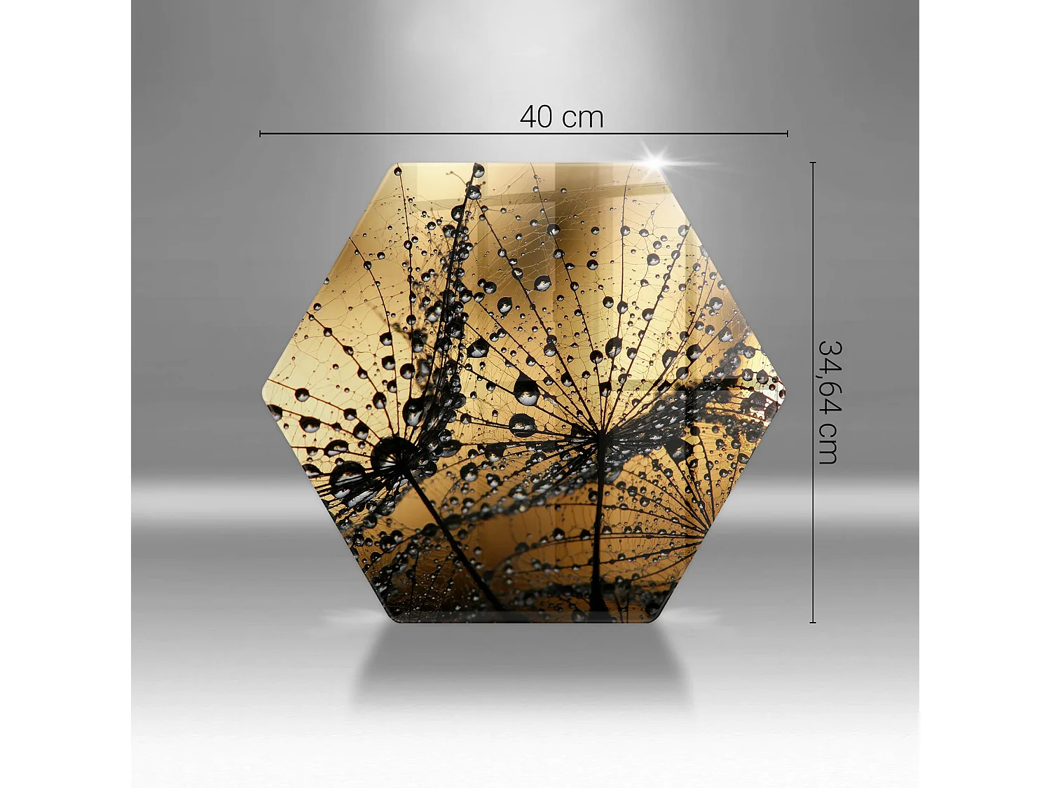 Planche de cuisine hexagonale en verre, 40 cm Rosa et pissenlits