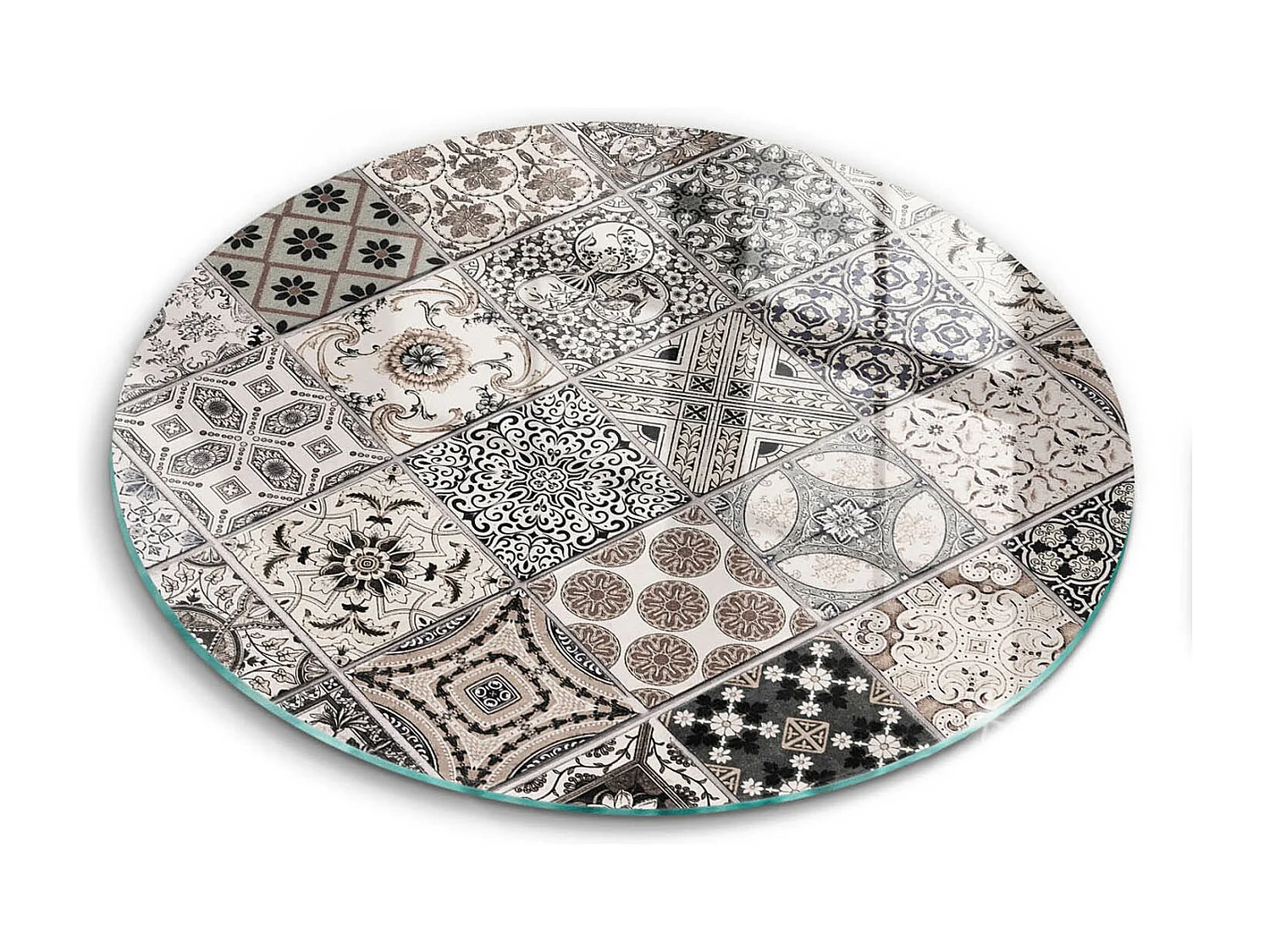 Planche de cuisine ronde en verre, 40 cm Carreaux décoratifs