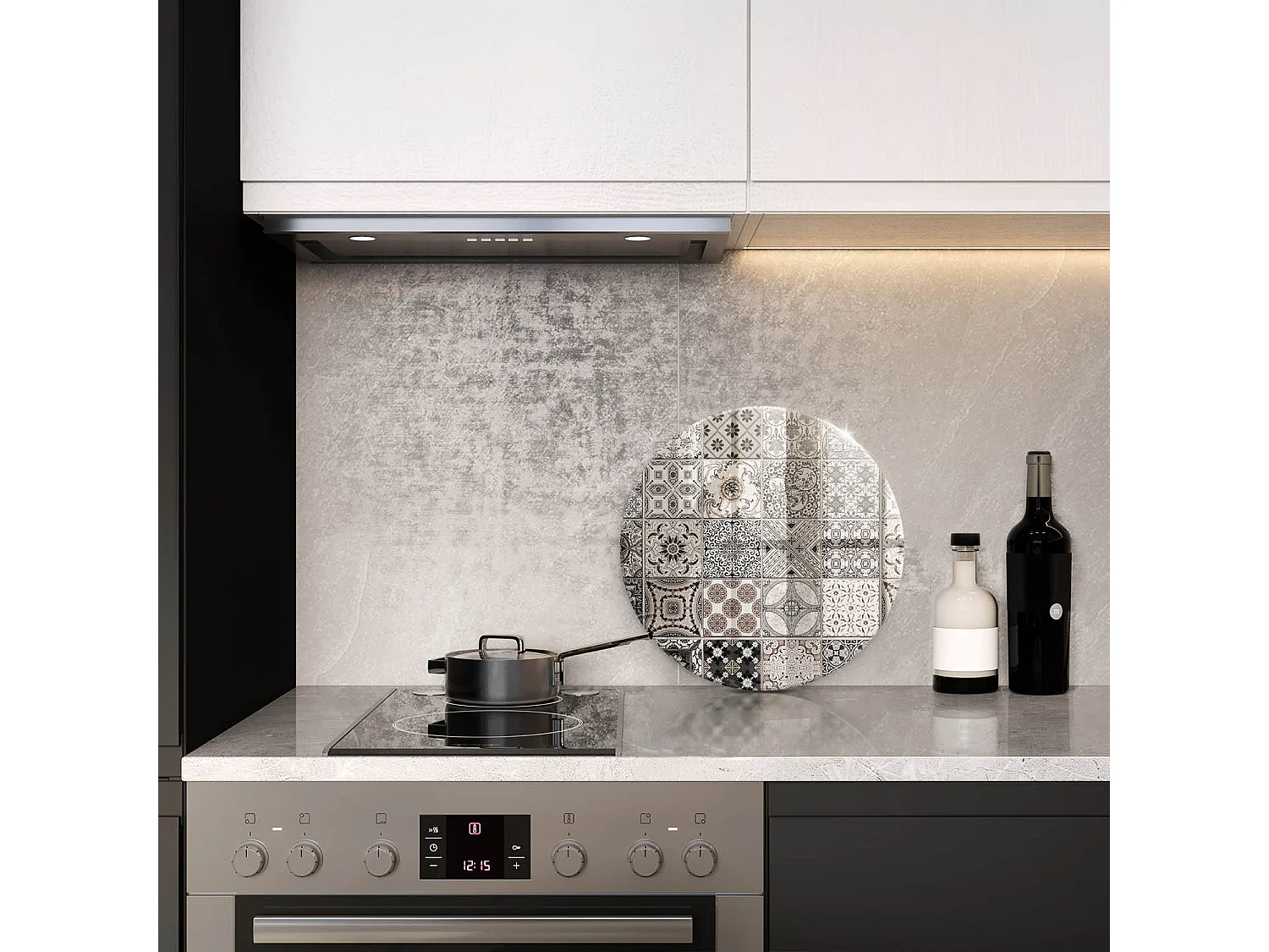 Planche de cuisine ronde en verre, 40 cm Carreaux décoratifs