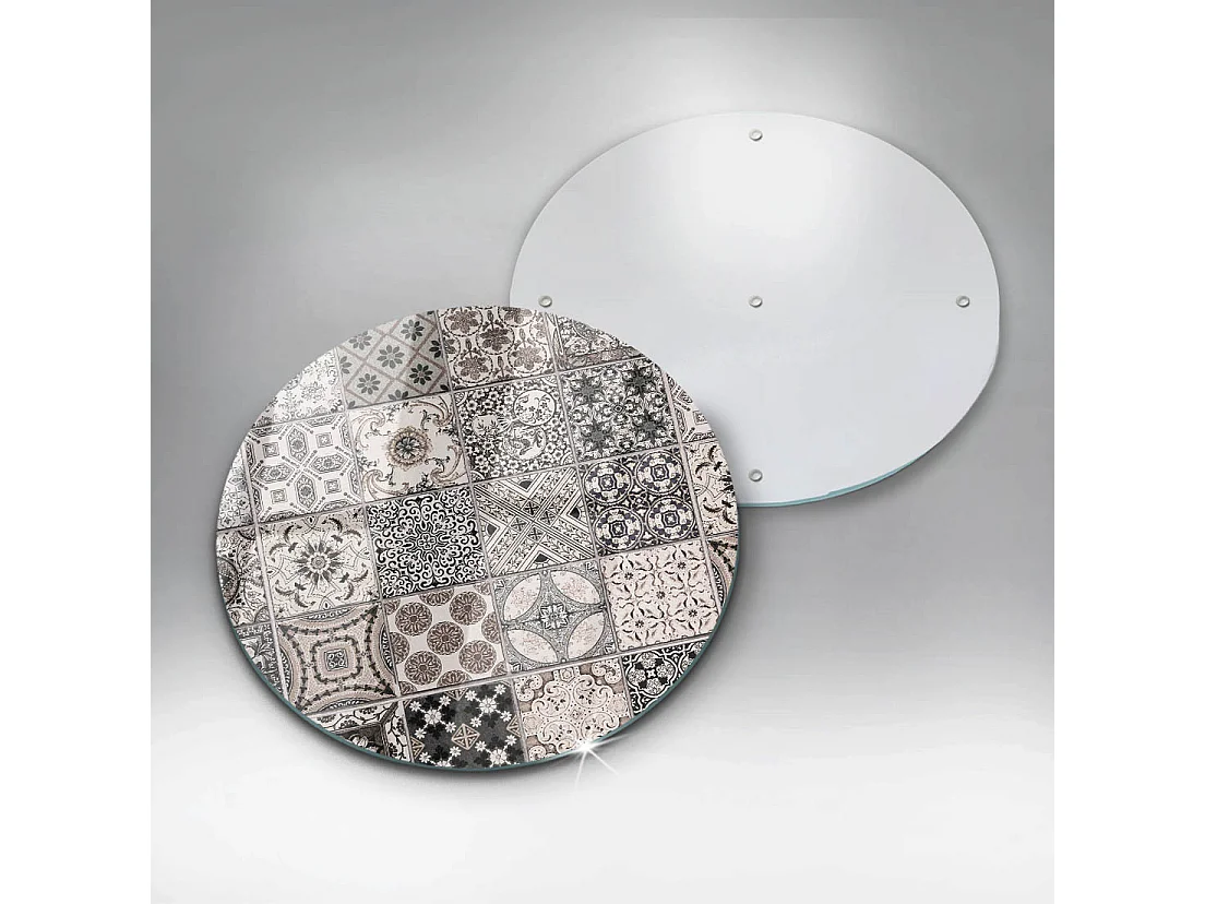 Planche de cuisine ronde en verre, 40 cm Carreaux décoratifs
