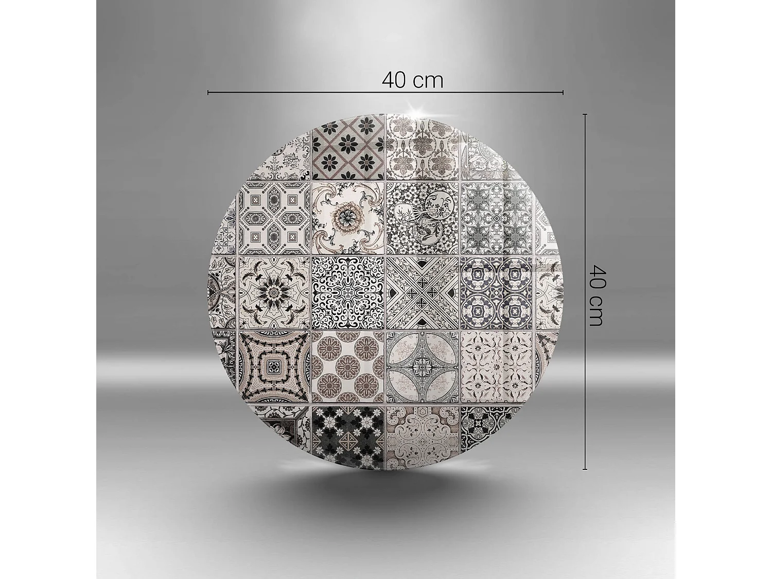 Planche de cuisine ronde en verre, 40 cm Carreaux décoratifs
