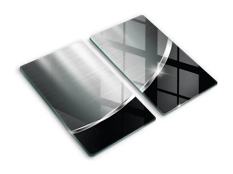 Rechteckiges Küchenbrett aus Glas, 2 Stück 30x52 cm Abstraktion mit Metall